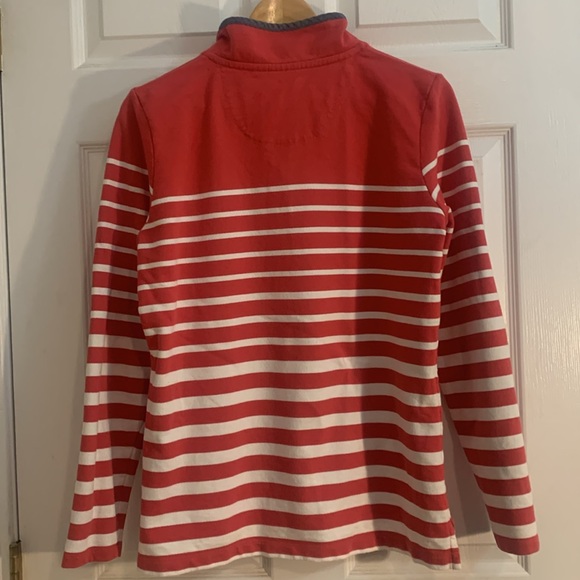 L.L.Bean Rugby Henley Women’s Medium Pullover red blue stripes shirt - Picture 8 of 10